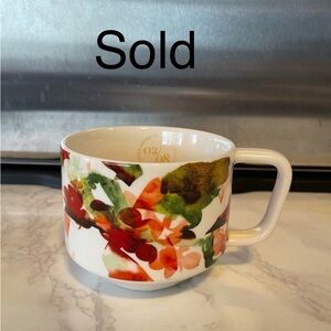 Starbucks Artisan Floral Watercolor 02/08 2014 Coffee Tea Mug Cup 12 Oz